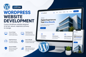 Professional custom WordPress website development showcasing responsive business websites, modern UI design, SEO-friendly development, and secure WordPress solutions by Smart Score Digital in Bangalore.